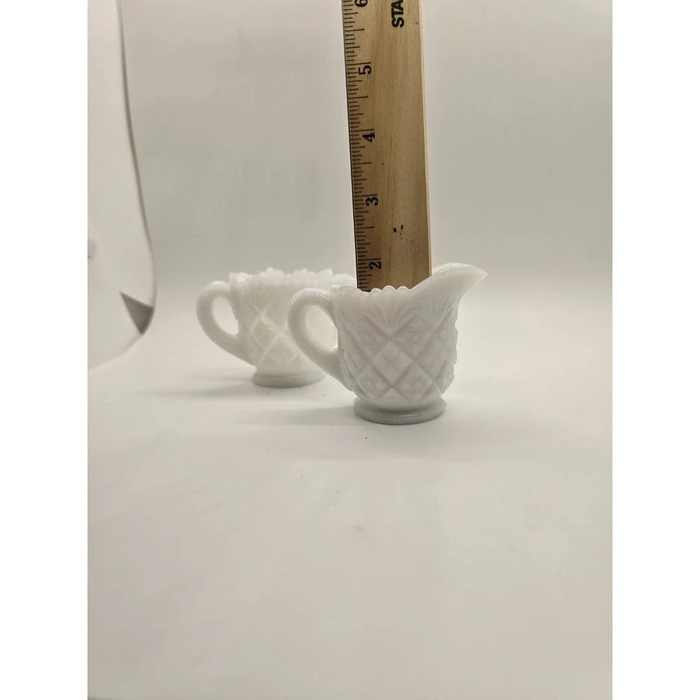Milk Glass Westmoreland Creamer and Sugar‎ Bowl Old Quilt Pattern